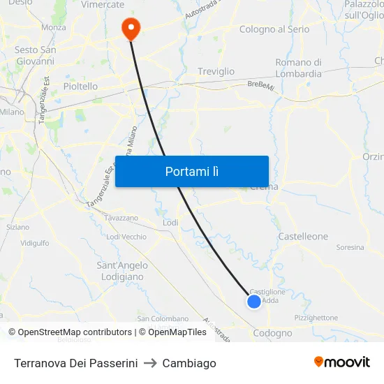 Terranova Dei Passerini to Cambiago map