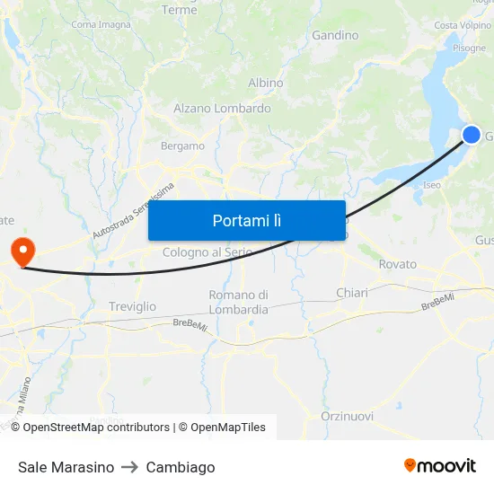 Sale Marasino to Cambiago map