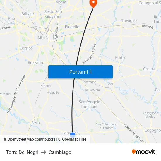 Torre De' Negri to Cambiago map