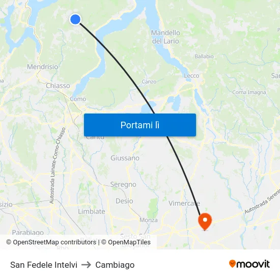 San Fedele Intelvi to Cambiago map
