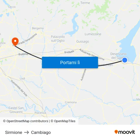 Sirmione to Cambiago map