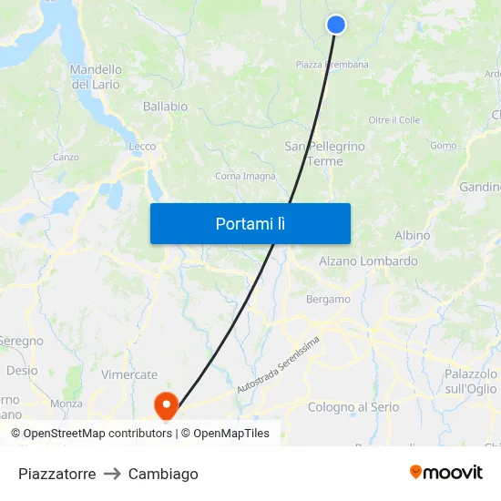 Piazzatorre to Cambiago map