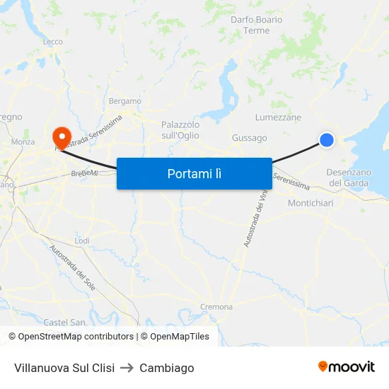 Villanuova Sul Clisi to Cambiago map