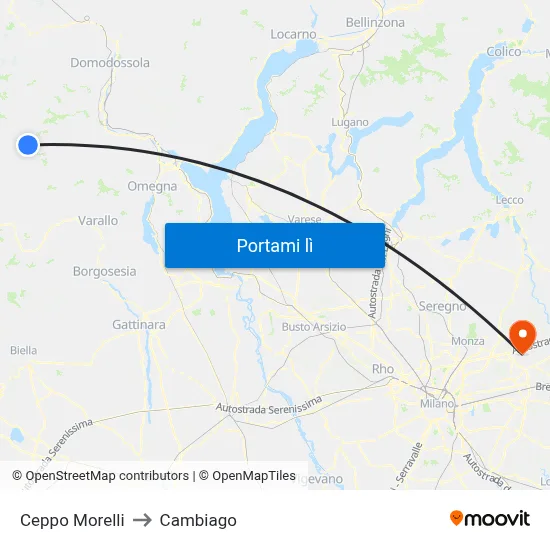 Ceppo Morelli to Cambiago map