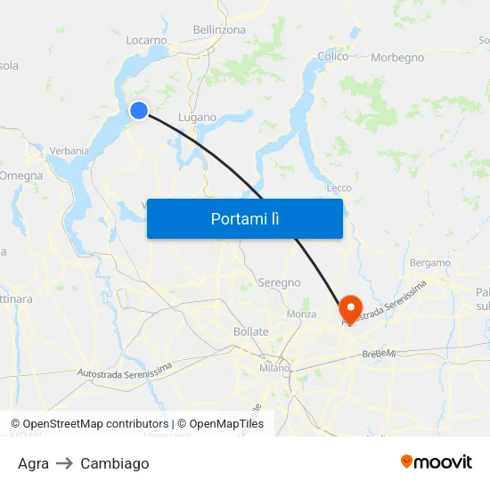 Agra to Cambiago map