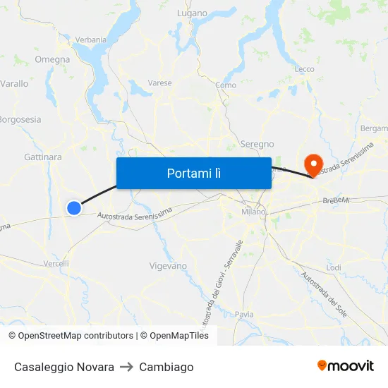 Casaleggio Novara to Cambiago map