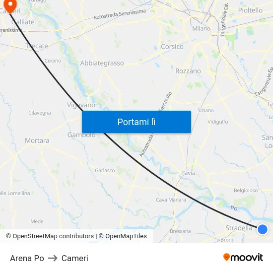 Arena Po to Cameri map