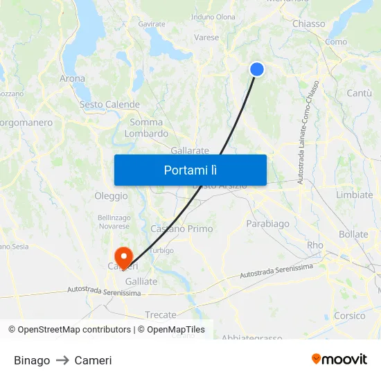 Binago to Cameri map