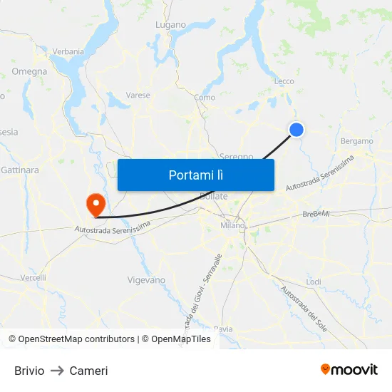Brivio to Cameri map