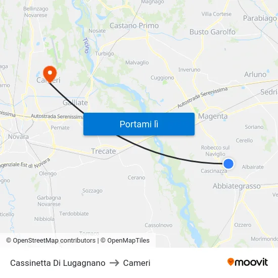 Cassinetta Di Lugagnano to Cameri map