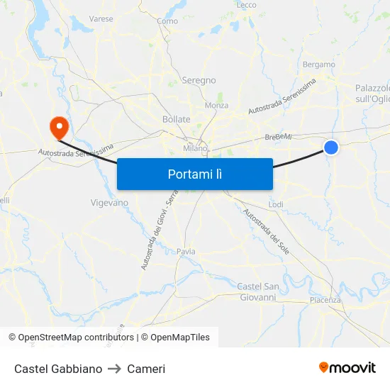 Castel Gabbiano to Cameri map