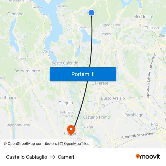 Castello Cabiaglio to Cameri map