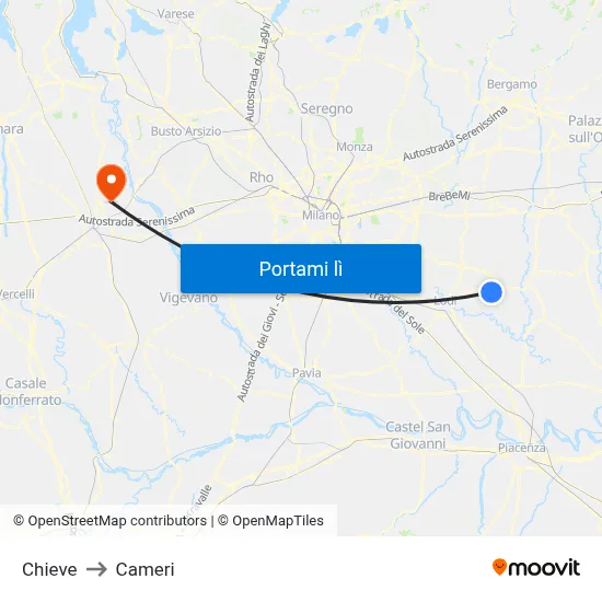 Chieve to Cameri map