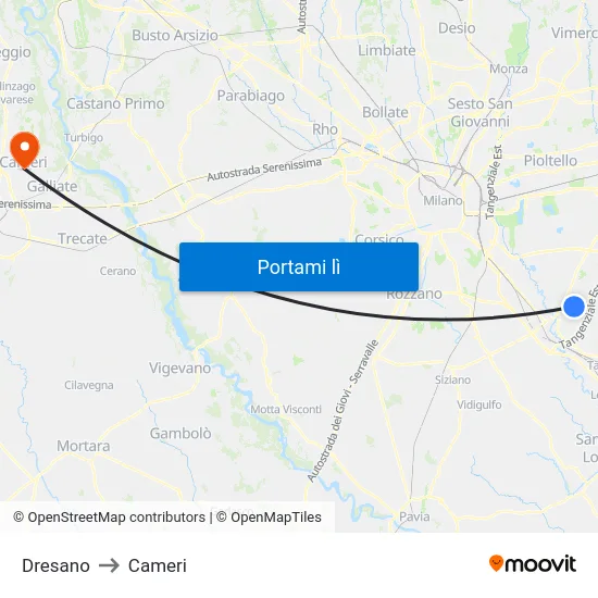 Dresano to Cameri map