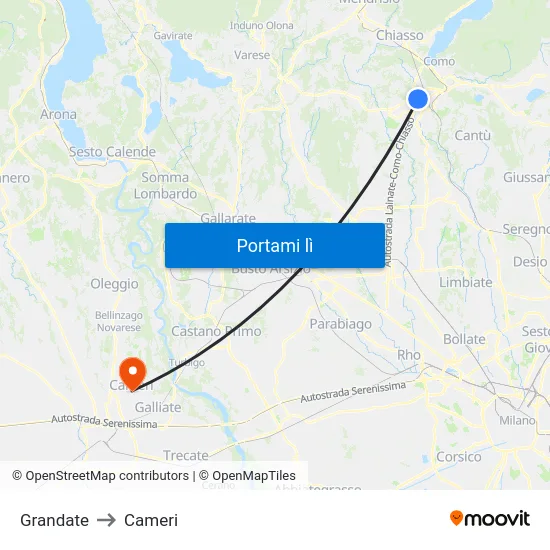 Grandate to Cameri map