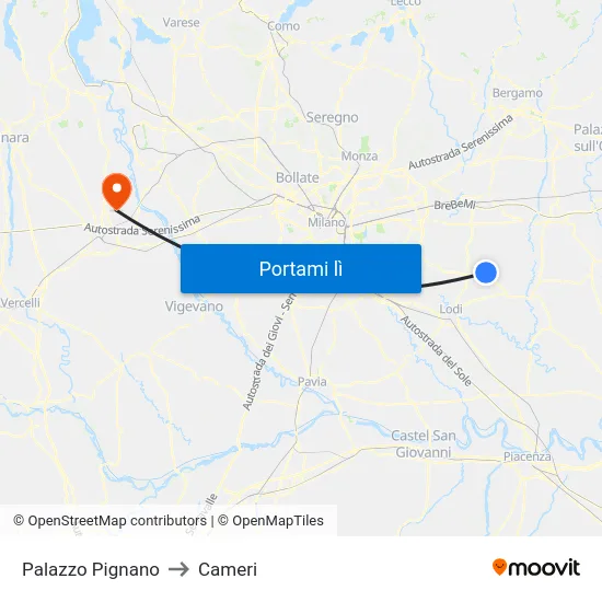 Palazzo Pignano to Cameri map