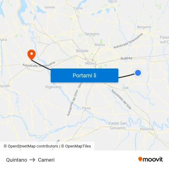 Quintano to Cameri map