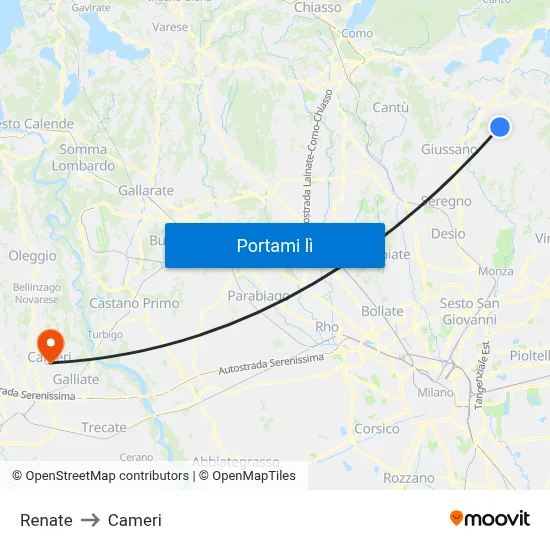 Renate to Cameri map