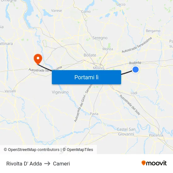 Rivolta D' Adda to Cameri map