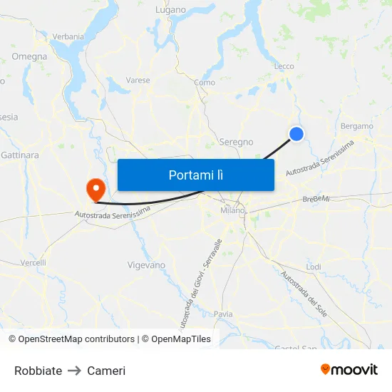 Robbiate to Cameri map