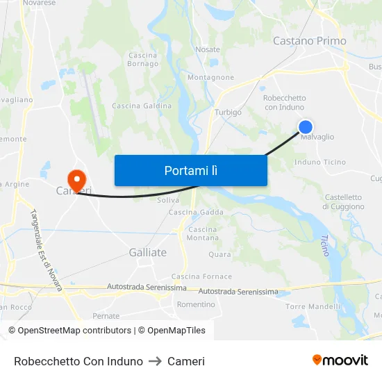 Robecchetto Con Induno to Cameri map