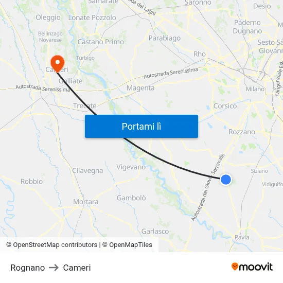 Rognano to Cameri map