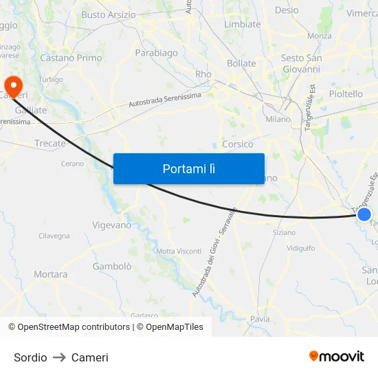 Sordio to Cameri map