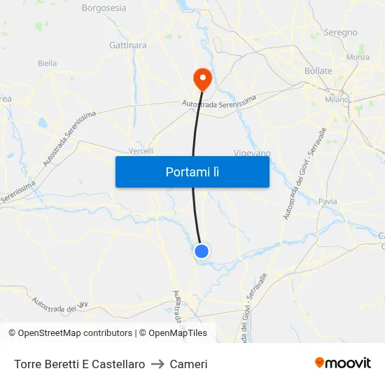 Torre Beretti E Castellaro to Cameri map