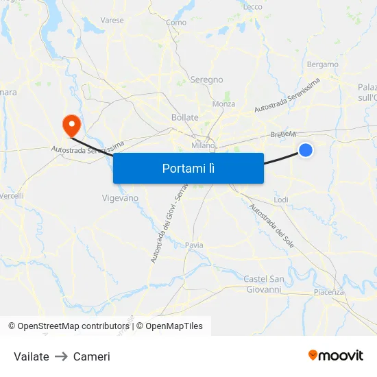 Vailate to Cameri map
