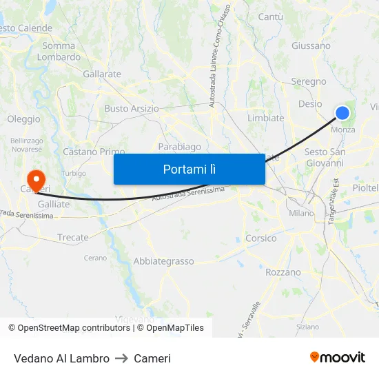 Vedano Al Lambro to Cameri map