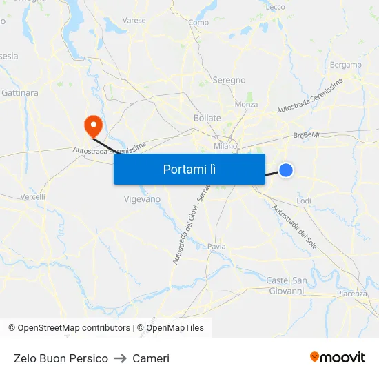 Zelo Buon Persico to Cameri map