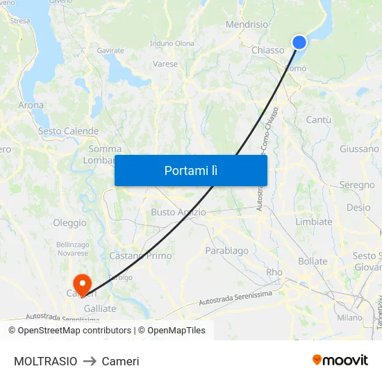 MOLTRASIO to Cameri map