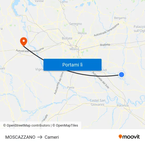MOSCAZZANO to Cameri map