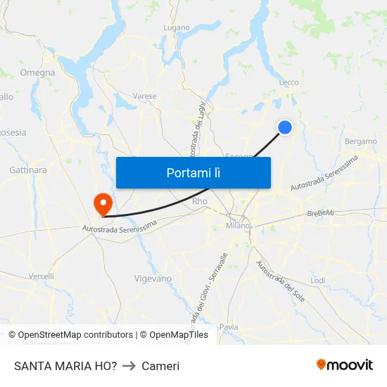 SANTA MARIA HO? to Cameri map