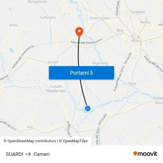 SUARDI to Cameri map