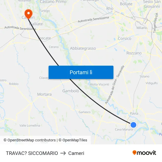 TRAVAC? SICCOMARIO to Cameri map