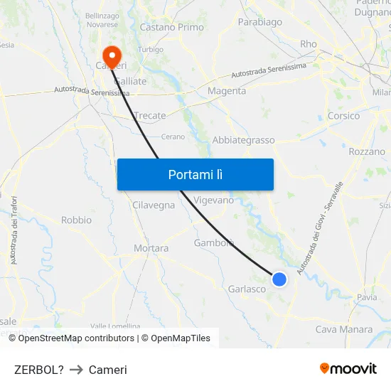 ZERBOL? to Cameri map