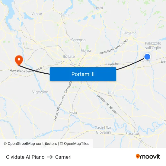 Cividate Al Piano to Cameri map