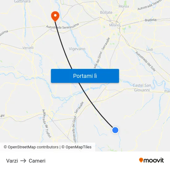 Varzi to Cameri map