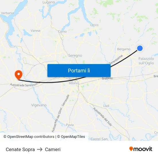 Cenate Sopra to Cameri map