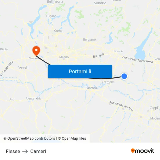 Fiesse to Cameri map