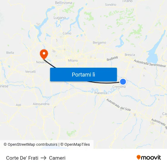 Corte De' Frati to Cameri map