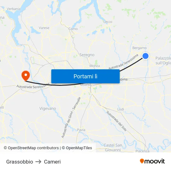 Grassobbio to Cameri map