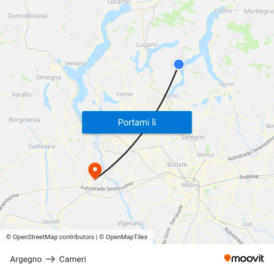 Argegno to Cameri map