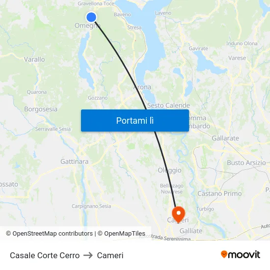 Casale Corte Cerro to Cameri map