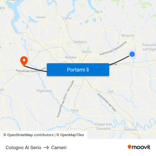 Cologno Al Serio to Cameri map