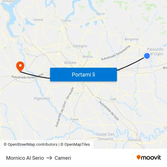 Mornico Al Serio to Cameri map