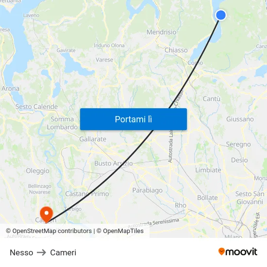 Nesso to Cameri map