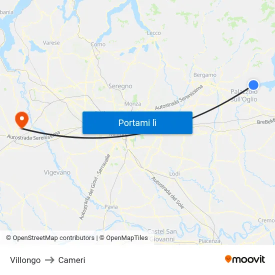 Villongo to Cameri map