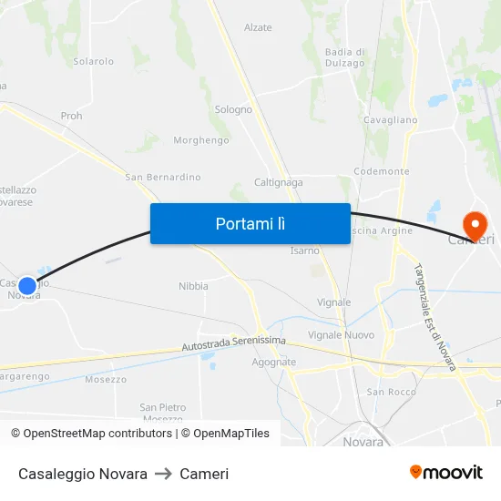 Casaleggio Novara to Cameri map